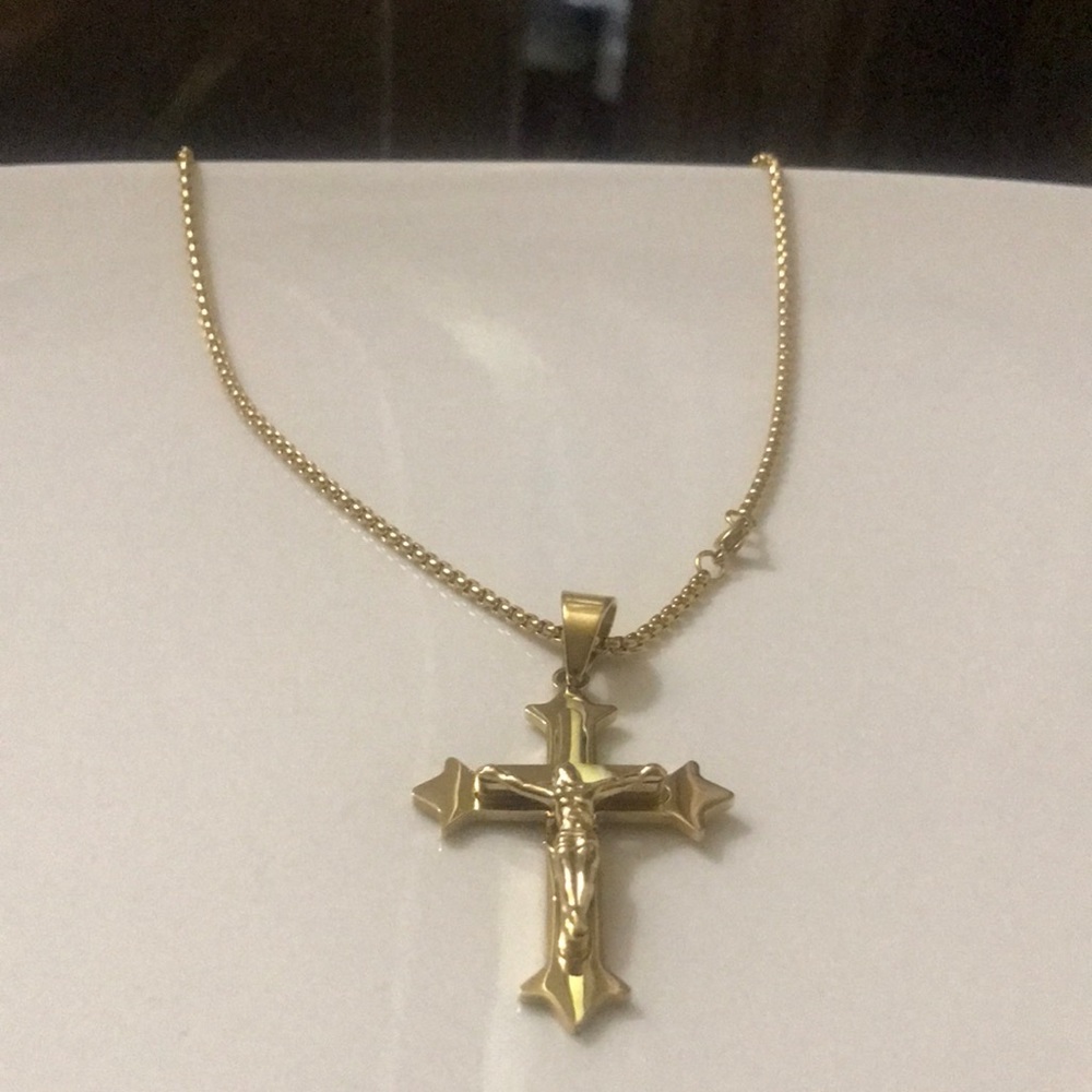 Gold cross with chain